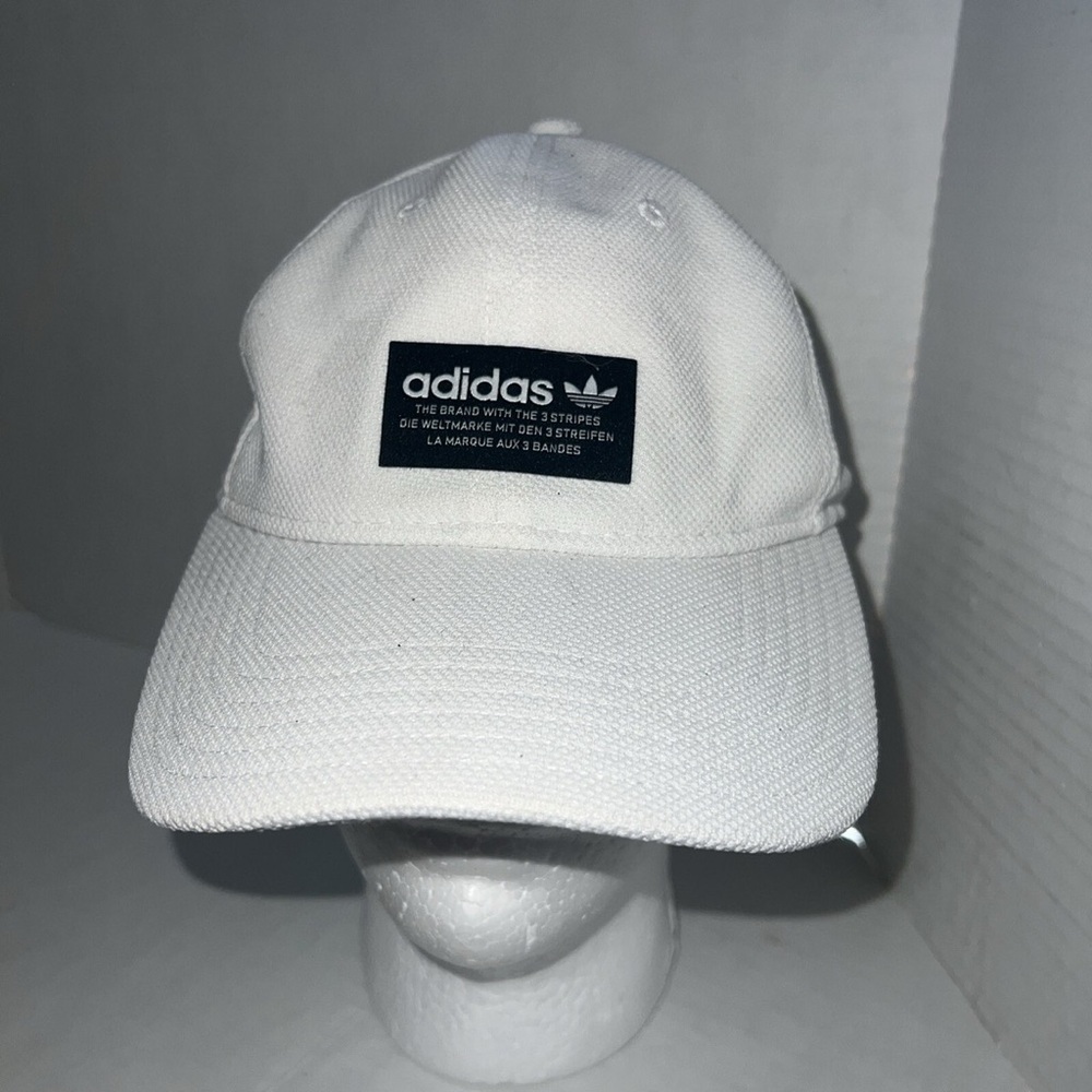 Adidas White Trefoil Logo Cap label ponytail strap back baseball hat - Picture 2 of 6